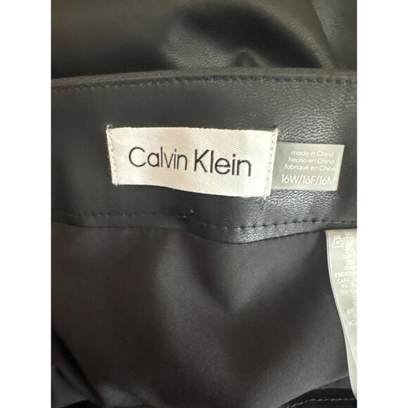 Calvin Klein Womens Black Faux Leather Skirt Size 16W New - Picture 5 of 7